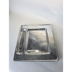 Beatriz Ball Divided Serving Tray Plate 13.5" x 12.5" Silver Color Large Dining